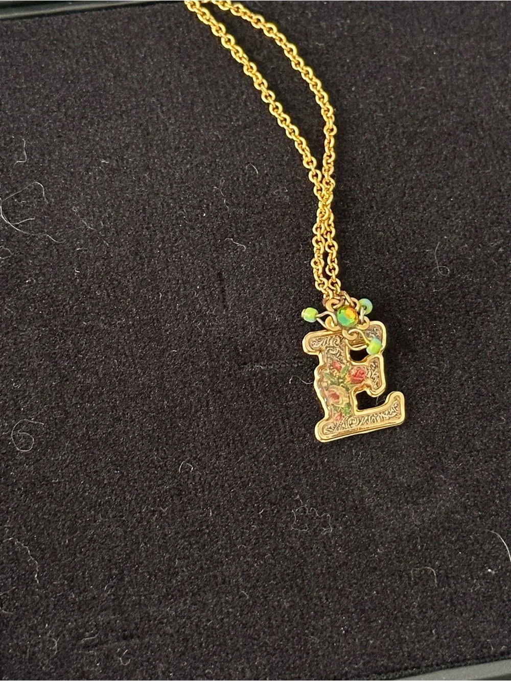 Michal Negrin Israel Initial E Necklace Pendant Swarovski Crystal Floral